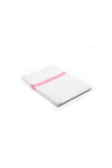 Torchon 52x77 100 coton 200grm2 blanc avec bande rose