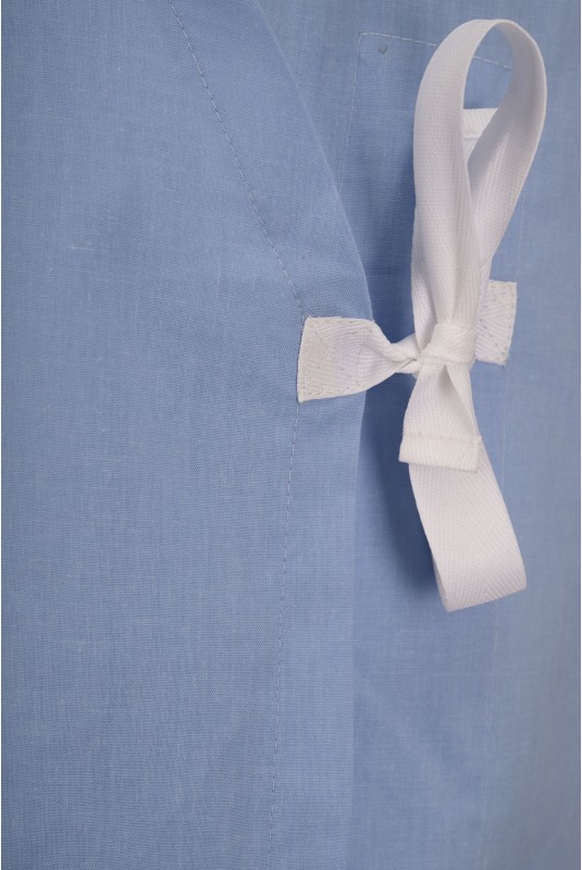 KEA - Krankenhemd, blau, gekreuzter Rücken, Zopfve